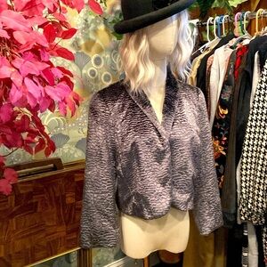 Calvin Klein gray Persian lamb faux fur retro crop